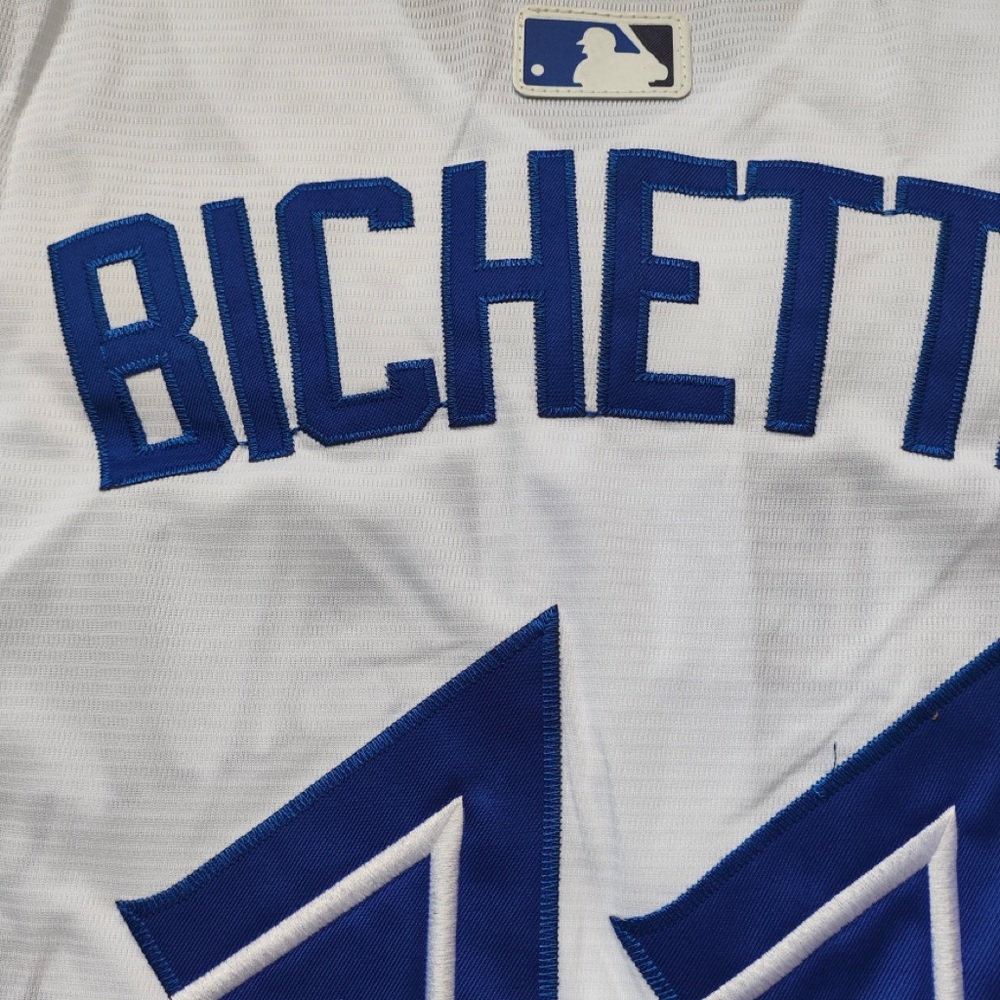 MLB Toronto Blue Jays White and Royal Blue Nike Button-Up Jersey - Picture 5 of 5